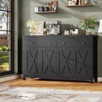 Stylish Black Sideboard Buffet Cabinet with Storage
