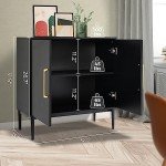 Stylish Black Storage Cabinet with Doors
