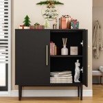 Stylish Black Storage Cabinet with Doors