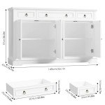 White Buffet Cabinet with Storage and Drawers