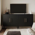 Stylish Black Storage Cabinet with Doors