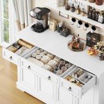 White Buffet Cabinet with Storage and Drawers