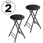 Set of 2 Backless Bar Stools – 24-Inch Black