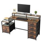 TOPSKY Rustic Brown Compact Computer Desk with Storage