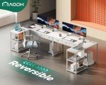 53-Inch L-Shaped Desk with Power Outlets - White