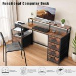 TOPSKY Rustic Brown Compact Computer Desk with Storage