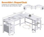 White L-Shaped Desk with Power Outlet and Storage
