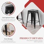 Set of 4 Stackable Metal Bar Stools