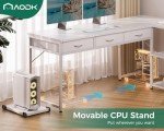 53-Inch L-Shaped Desk with Power Outlets - White