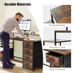TOPSKY Rustic Brown Compact Computer Desk with Storage