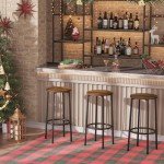 Rustic Brown Bar Stool Set of 2