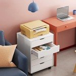 DEVAISE White 5-Drawer Rolling Storage Cabinet