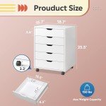 DEVAISE White 5-Drawer Rolling Storage Cabinet