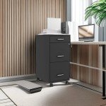 Black 3-Drawer Mobile File Cabinet by LYS SOHO