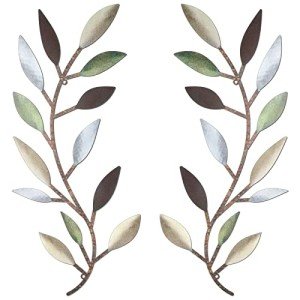 Colorful Metal Tree Leaf Wall Art - 2 Pieces