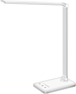 White Dimmable LED Desk Lamp with USB Port