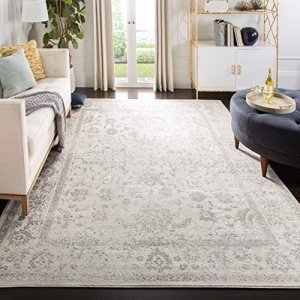 Ivory & Silver Distressed Area Rug 8' x 10
