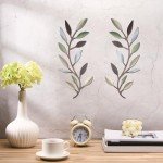 Colorful Metal Tree Leaf Wall Art - 2 Pieces