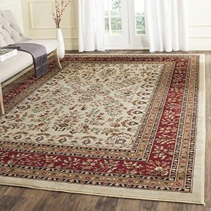 Ivory & Red Traditional Area Rug – 8' x 10