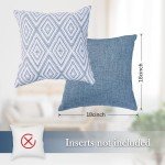 Set of 4 Blue Linen Throw Pillow Covers 18”