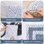 Set of 4 Blue Linen Throw Pillow Covers 18”