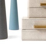 Ivory Faux Shagreen Storage Box Set of 3