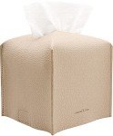 Beige PU Leather Tissue Box Cover Holder