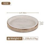 White Washed Round Wooden Serving Tray Decor