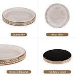 White Washed Round Wooden Serving Tray Decor
