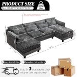 Comfy 110" U Shape Grey Sectional Sofa Set