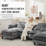 Comfy 110" U Shape Grey Sectional Sofa Set