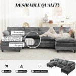 Comfy 110" U Shape Grey Sectional Sofa Set