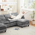 Comfy 110" U Shape Grey Sectional Sofa Set