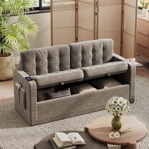 Stylish 65" Grey Sofa with Storage & USB Port
