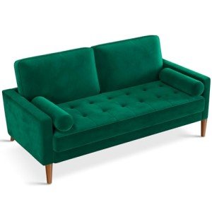 Green Velvet Mid-Century Loveseat Sofa, 56