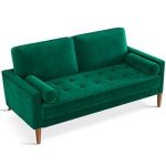 Green Velvet Mid-Century Loveseat Sofa, 56