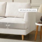 Beige Mid Century Loveseat Sofa for Small Spaces