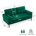 Green Velvet Mid-Century Loveseat Sofa, 56