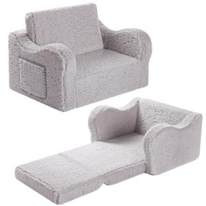 Kids 2-in-1 Soft Sherpa Couch and Lounger