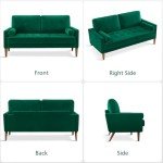 Green Velvet Mid-Century Loveseat Sofa, 56