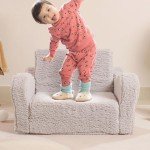 Kids 2-in-1 Soft Sherpa Couch and Lounger