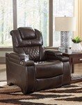 Brown Faux Leather Power Recliner with Adjustable Headrest