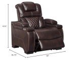 Brown Faux Leather Power Recliner with Adjustable Headrest