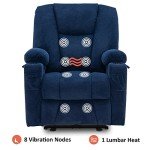 MCombo Navy Blue Electric Recliner Chair with USB
