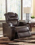 Brown Faux Leather Power Recliner with Adjustable Headrest