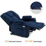 MCombo Navy Blue Electric Recliner Chair with USB