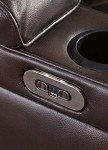 Brown Faux Leather Power Recliner with Adjustable Headrest