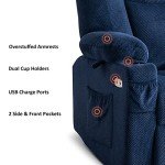 MCombo Navy Blue Electric Recliner Chair with USB