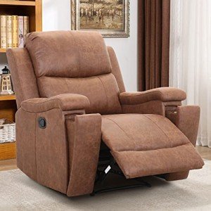 Classic Leather Recliner Chair with Cup Holders