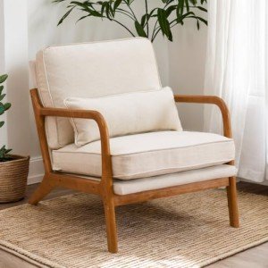 Mid-Century Modern Accent Chair with Pillow